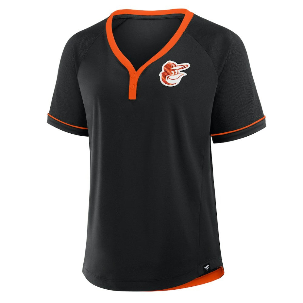 Black Baltimore Orioles Fanatics Women's League Diva Star Raglan V-Neck T-Shirt