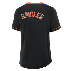 Black Baltimore Orioles Fanatics Women's League Diva Star Raglan V-Neck T-Shirt