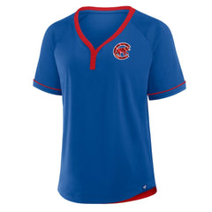 Royal Chicago Cubs Fanatics Women's League Diva Star Raglan V-Neck T-Shirt