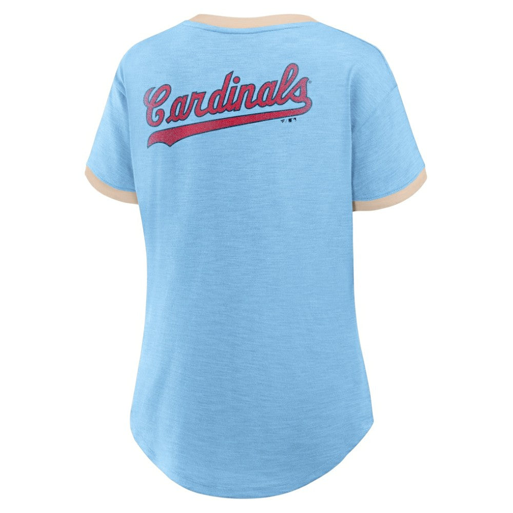 Light Blue St. Louis Cardinals Fanatics Women's Binge Worthy Stadium Slub V-Neck T-Shirt