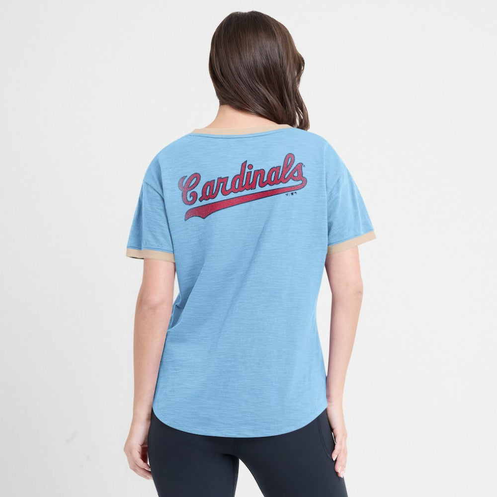 Light Blue St. Louis Cardinals Fanatics Women's Binge Worthy Stadium Slub V-Neck T-Shirt