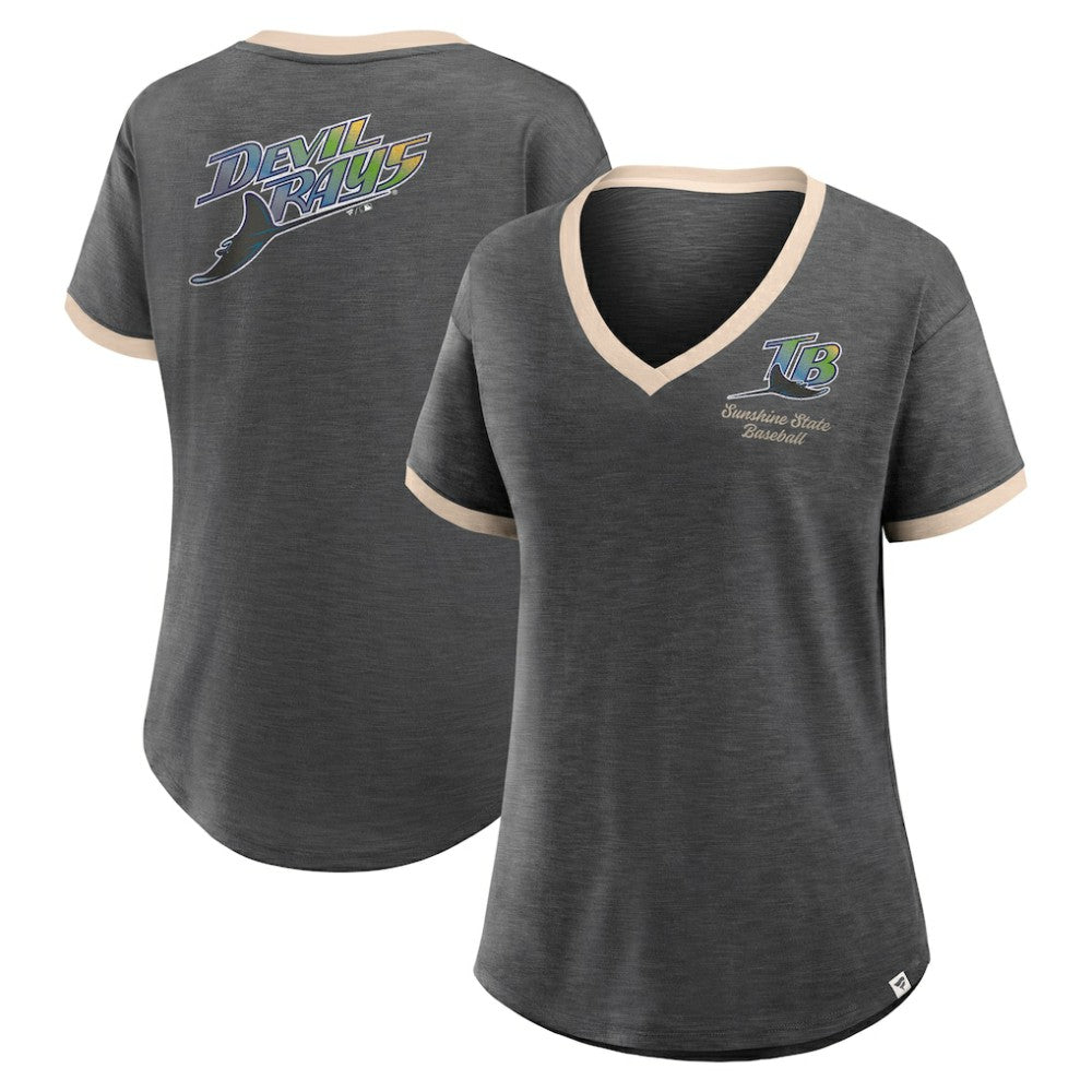 Black Tampa Bay Rays Fanatics Women's Binge Worthy Stadium Slub V-Neck T-Shirt