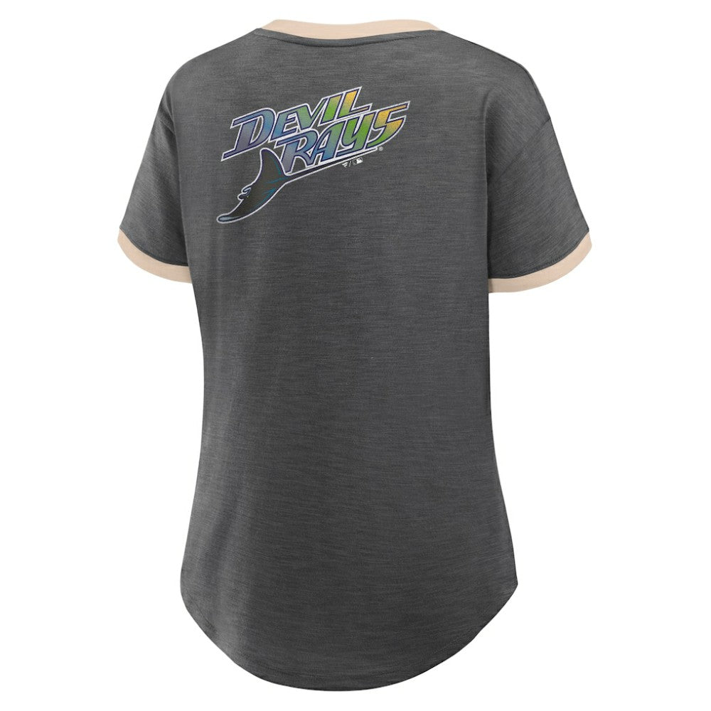 Black Tampa Bay Rays Fanatics Women's Binge Worthy Stadium Slub V-Neck T-Shirt