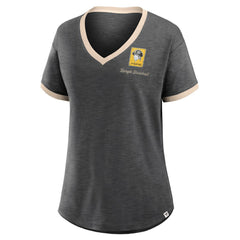 Black Pittsburgh Pirates Fanatics Women's Binge Worthy Stadium Slub V-Neck T-Shirt