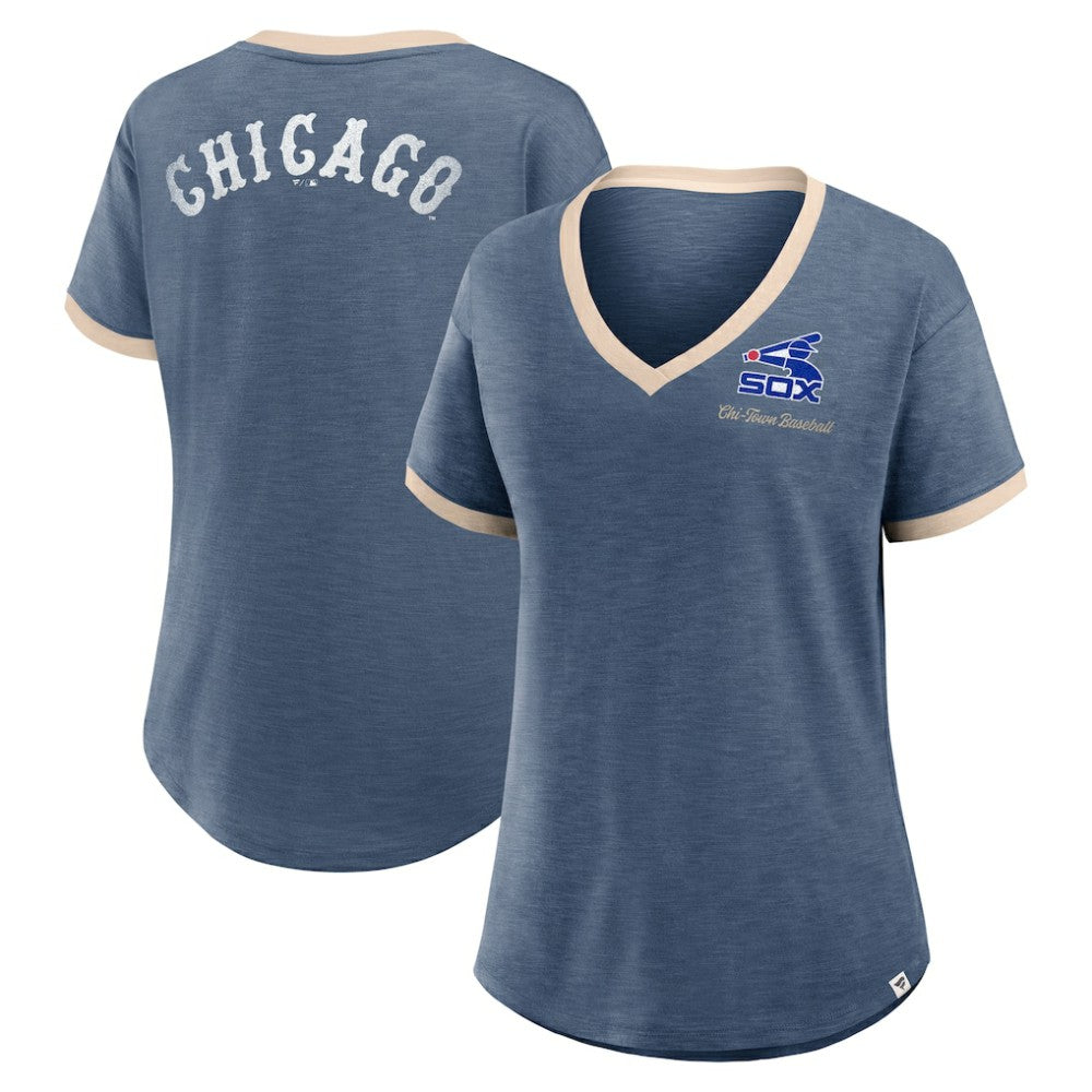 Navy Chicago White Sox Fanatics Women's Binge Worthy Stadium Slub V-Neck T-Shirt
