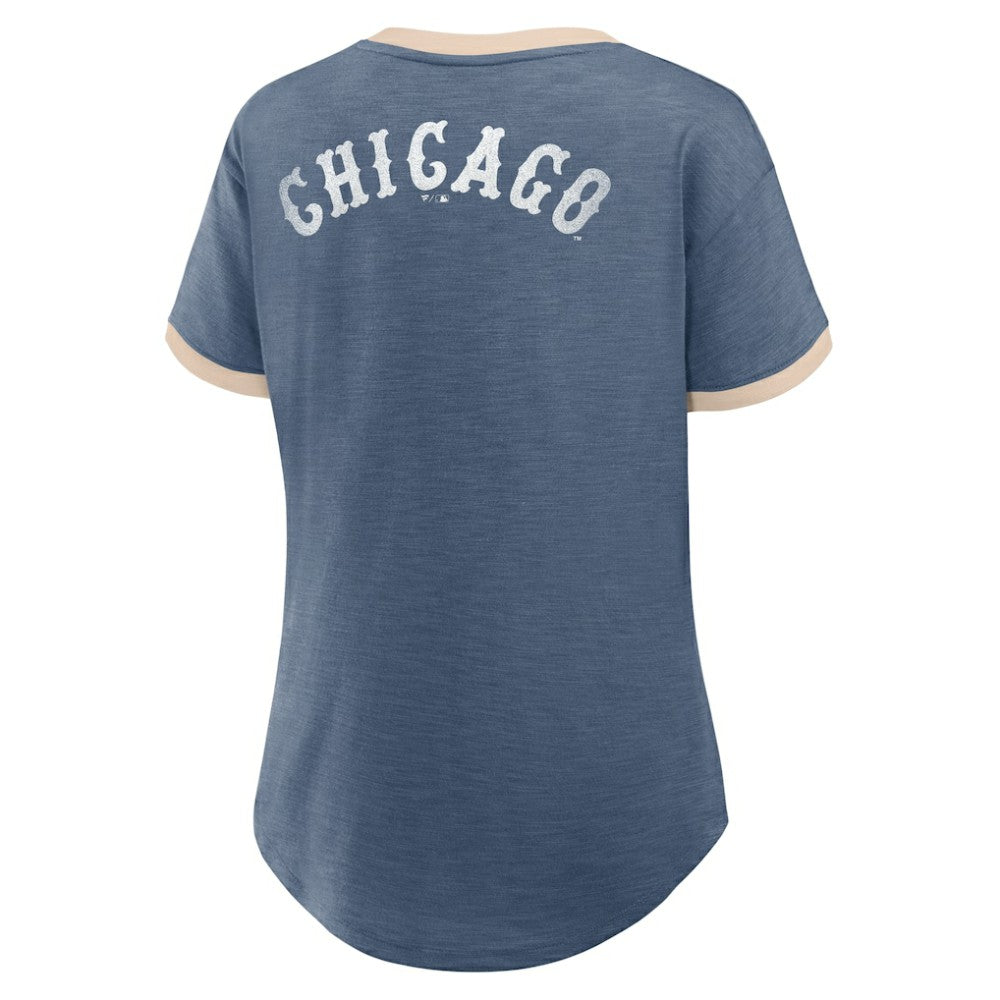 Navy Chicago White Sox Fanatics Women's Binge Worthy Stadium Slub V-Neck T-Shirt