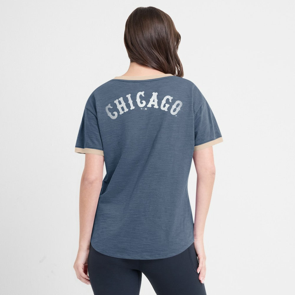 Navy Chicago White Sox Fanatics Women's Binge Worthy Stadium Slub V-Neck T-Shirt