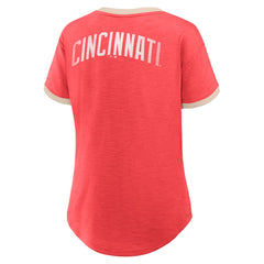 Red Cincinnati Reds Fanatics Women's Binge Worthy Stadium Slub V-Neck T-Shirt