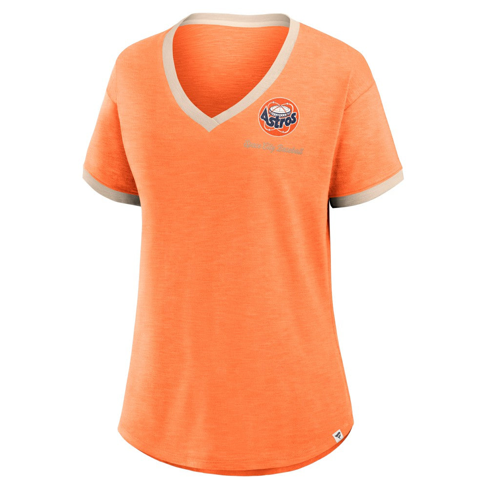 Orange Houston Astros Fanatics Women's Binge Worthy Stadium Slub V-Neck T-Shirt