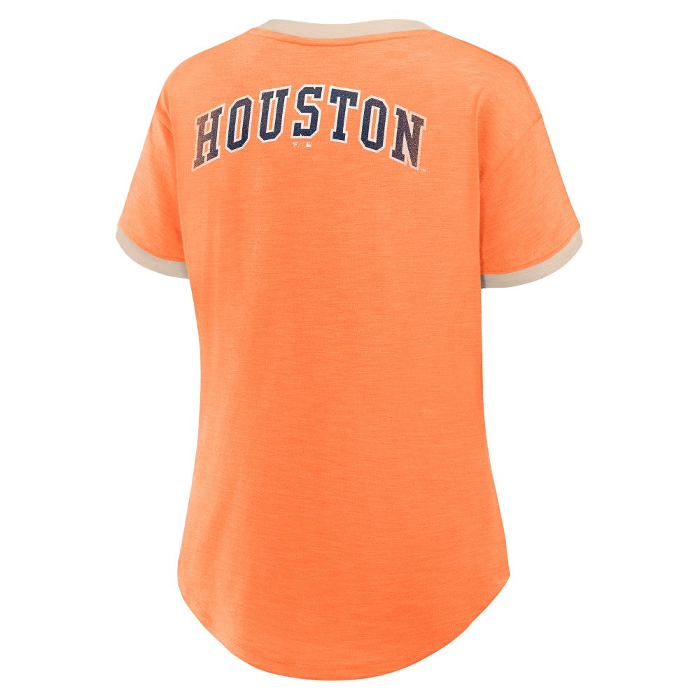 Orange Houston Astros Fanatics Women's Binge Worthy Stadium Slub V-Neck T-Shirt