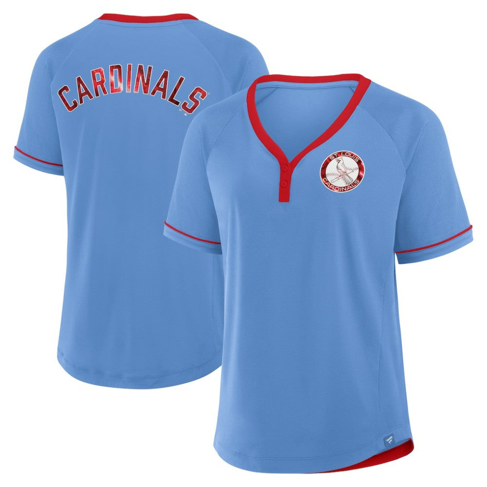 Light Blue St. Louis Cardinals Fanatics Women's Cooperstown Collection League Diva V-Neck T-Shirt