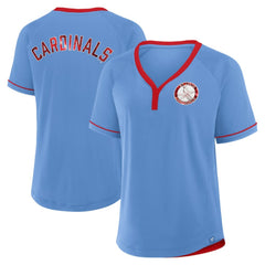 Light Blue St. Louis Cardinals Fanatics Women's Cooperstown Collection League Diva V-Neck T-Shirt