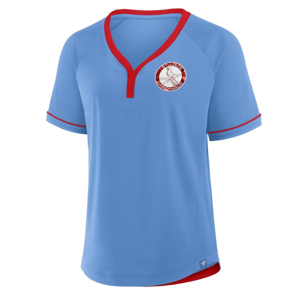 Light Blue St. Louis Cardinals Fanatics Women's Cooperstown Collection League Diva V-Neck T-Shirt