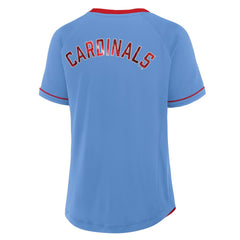 Light Blue St. Louis Cardinals Fanatics Women's Cooperstown Collection League Diva V-Neck T-Shirt