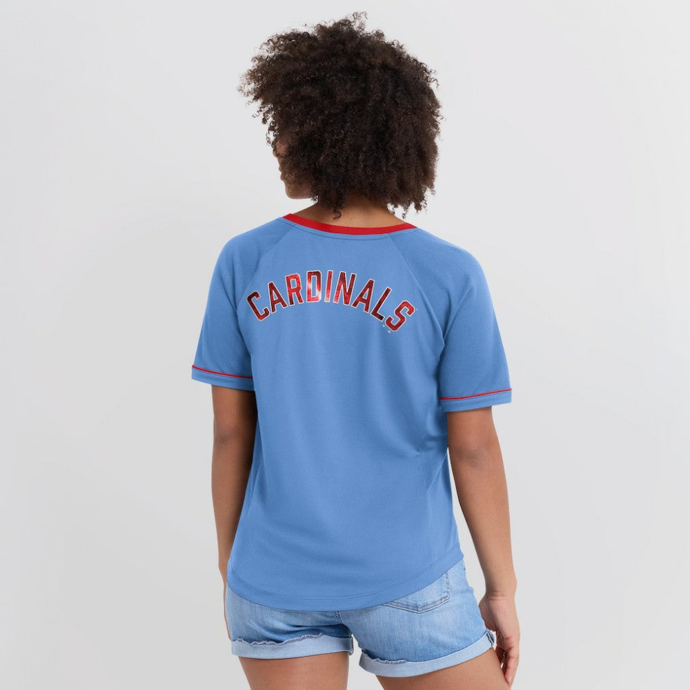 Light Blue St. Louis Cardinals Fanatics Women's Cooperstown Collection League Diva V-Neck T-Shirt