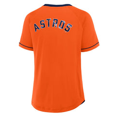 Orange Houston Astros Fanatics Women's Cooperstown Collection League Diva Raglan V-Neck T-Shirt