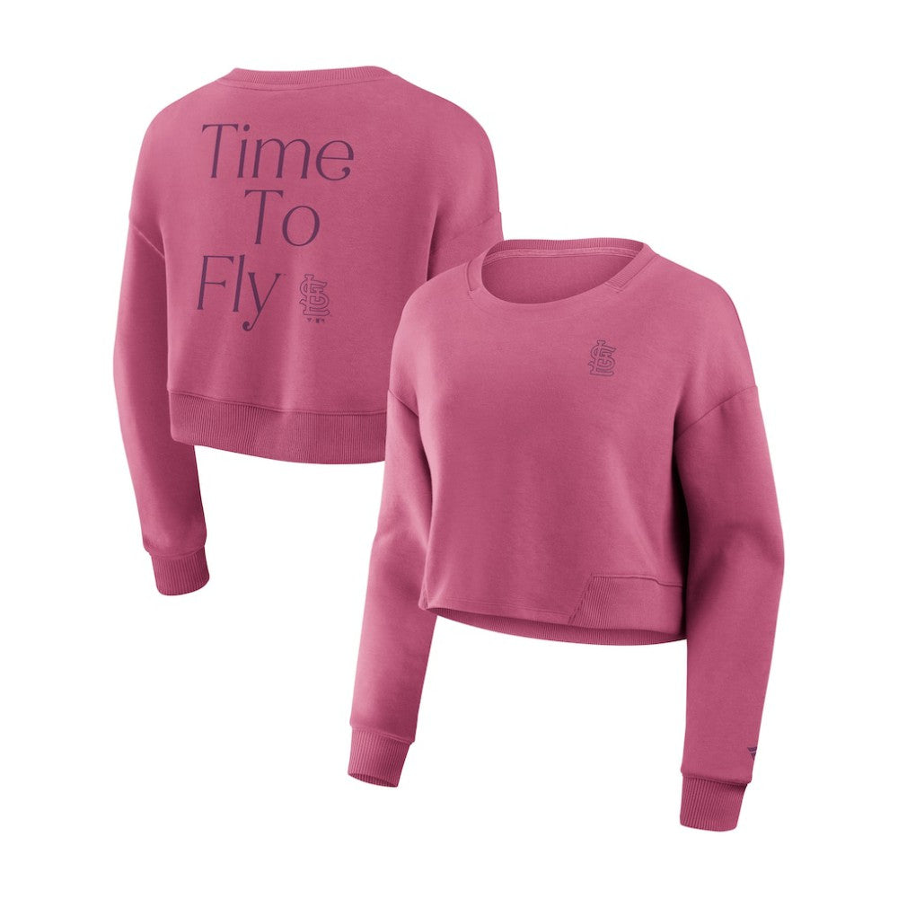 Pink St. Louis Cardinals Fanatics Women's Studio Cropped Pullover Sweatshirt