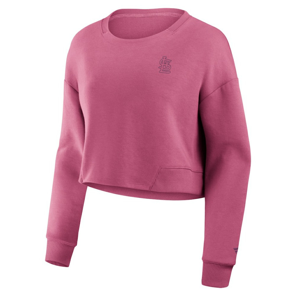 Pink St. Louis Cardinals Fanatics Women's Studio Cropped Pullover Sweatshirt