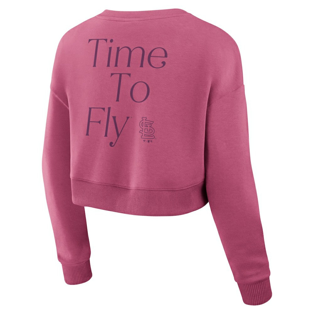Pink St. Louis Cardinals Fanatics Women's Studio Cropped Pullover Sweatshirt