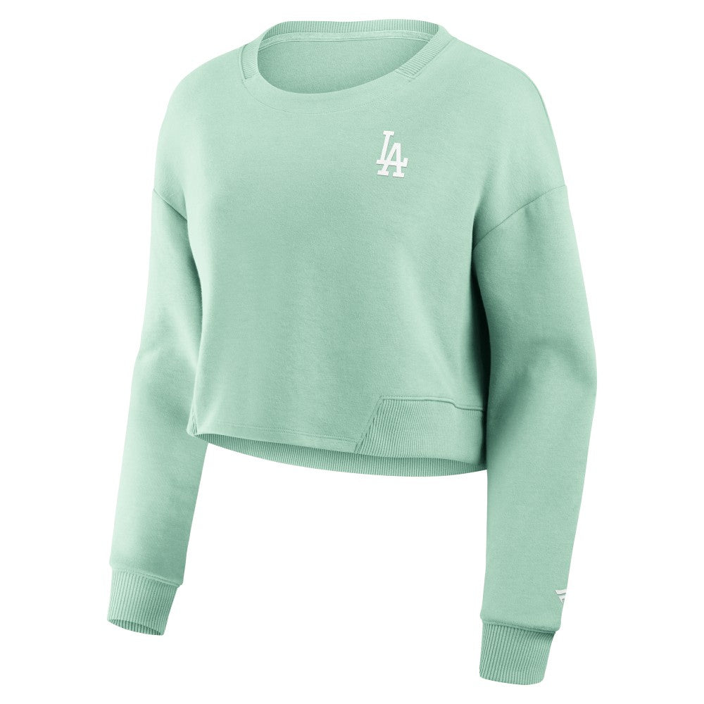 Mint Los Angeles Dodgers Fanatics Women's Studio Cropped Pullover Sweatshirt