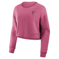 Pink Philadelphia Phillies Fanatics Women's Studio Cropped Pullover Sweatshirt