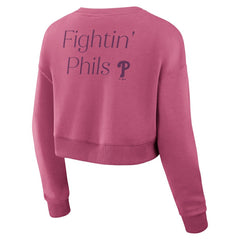 Pink Philadelphia Phillies Fanatics Women's Studio Cropped Pullover Sweatshirt