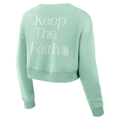 Mint San Diego Padres Fanatics Women's Studio Cropped Pullover Sweatshirt