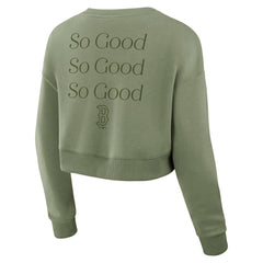 Olive Boston Red Sox Fanatics Women's Studio Cropped Pullover Sweatshirt