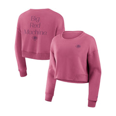 Pink Cincinnati Reds Fanatics Women's Studio Cropped Pullover Sweatshirt