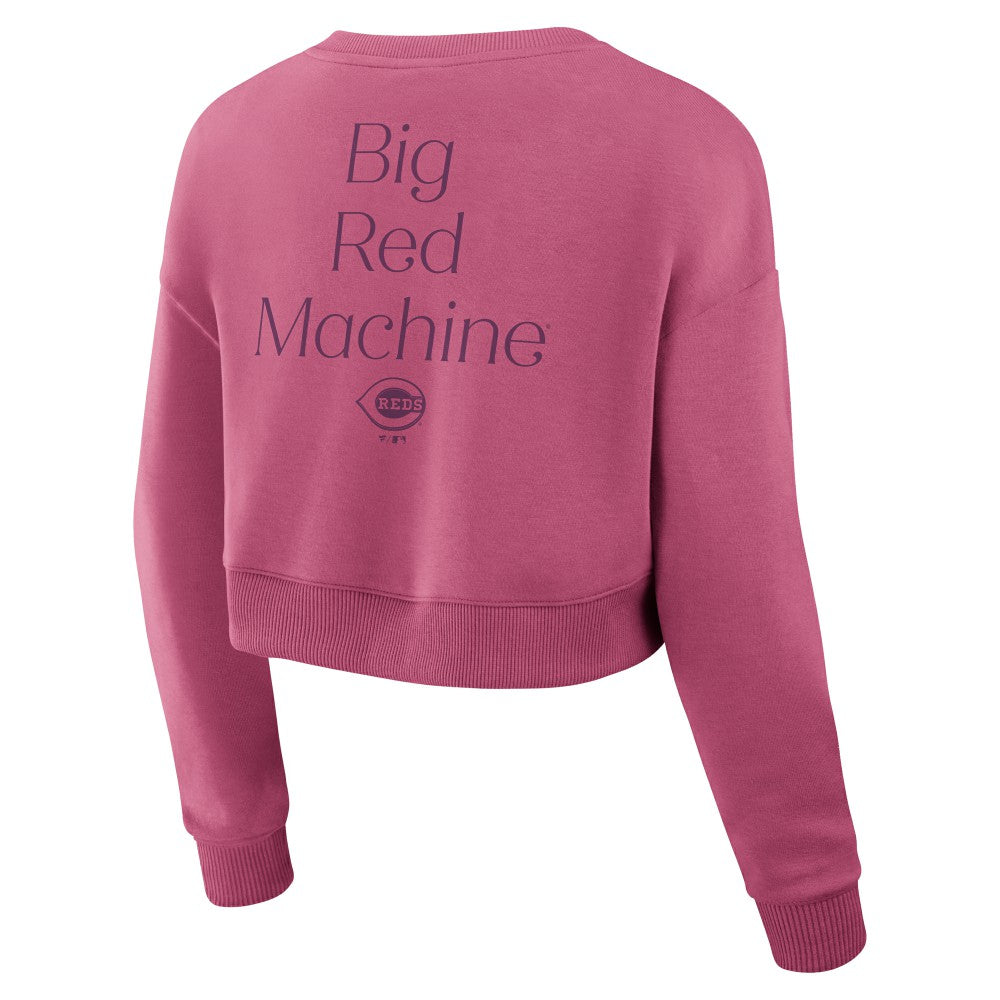 Pink Cincinnati Reds Fanatics Women's Studio Cropped Pullover Sweatshirt