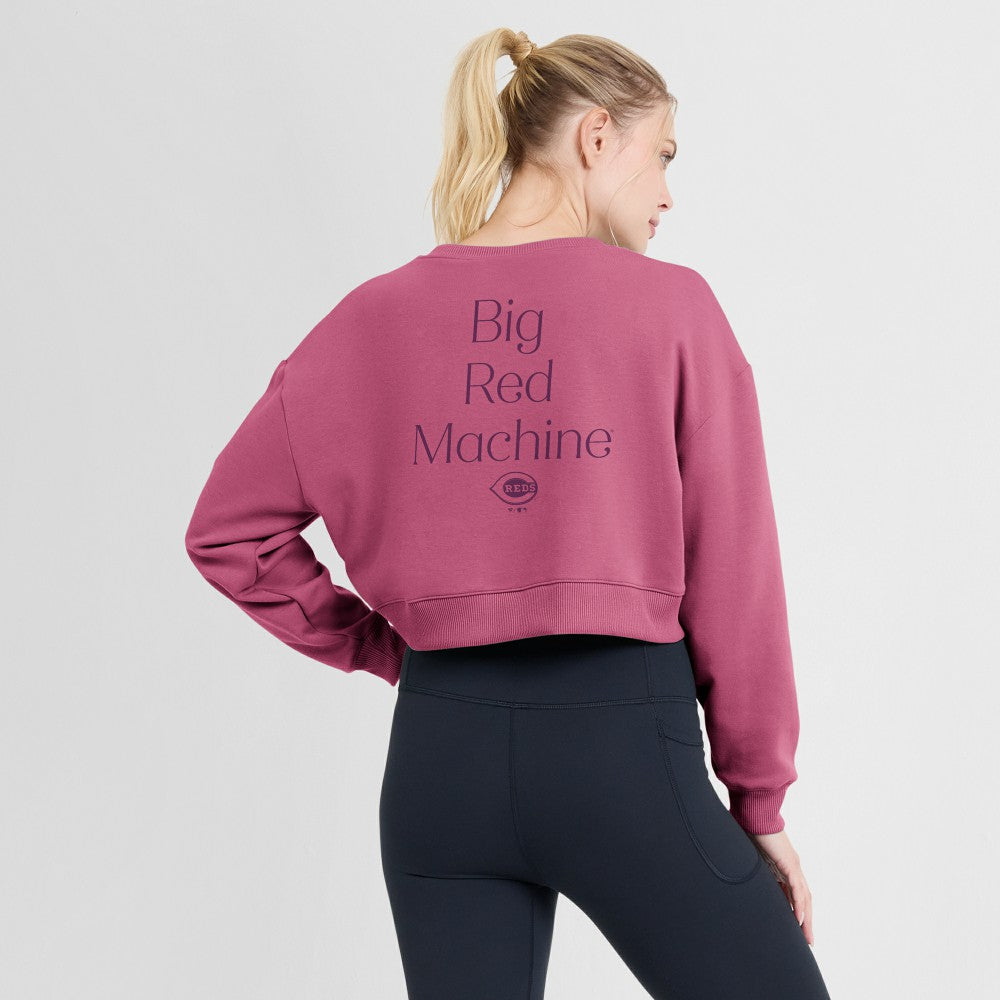Pink Cincinnati Reds Fanatics Women's Studio Cropped Pullover Sweatshirt