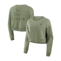 Olive Houston Astros Fanatics Women's Studio Cropped Pullover Sweatshirt