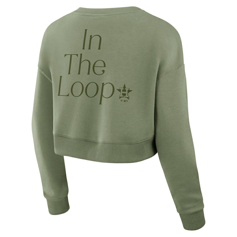 Olive Houston Astros Fanatics Women's Studio Cropped Pullover Sweatshirt