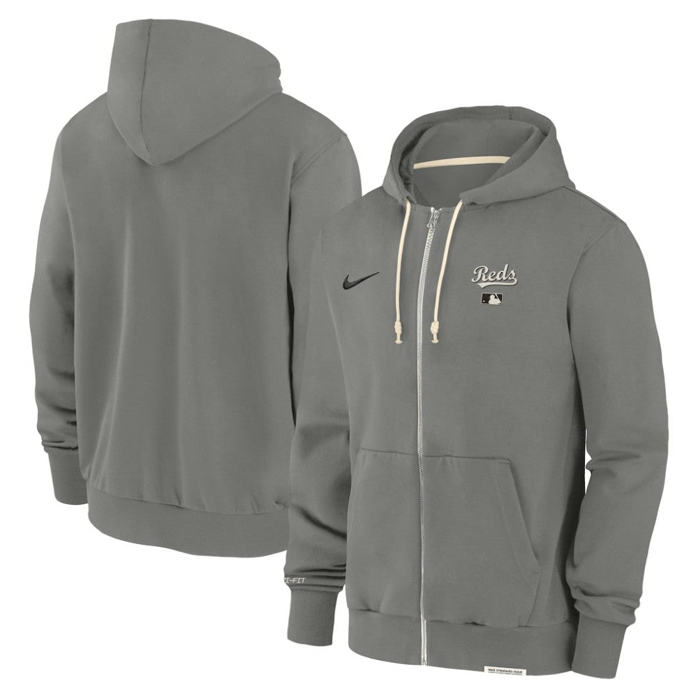 Charcoal Cincinnati Reds Nike Authentic Collection Travel Performance Full-Zip Hoodie