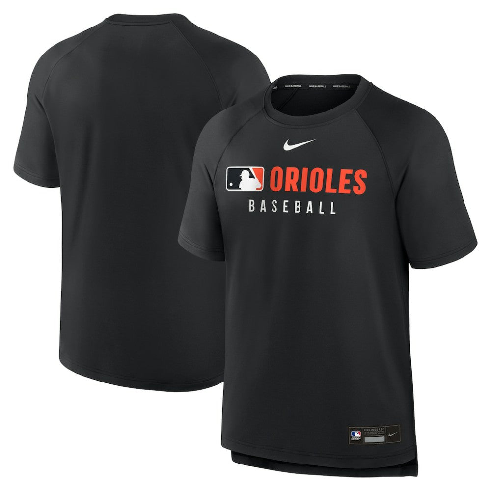 Black Baltimore Orioles Nike Authentic Collection Pregame Raglan Dri-FIT T-Shirt