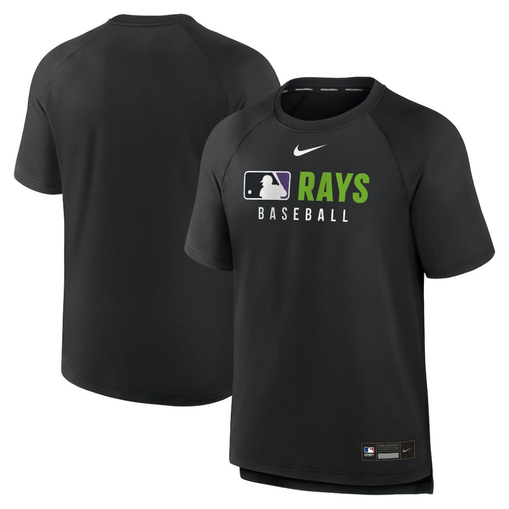 Black Tampa Bay Rays Nike Authentic Collection Pregame Raglan Dri-FIT T-Shirt