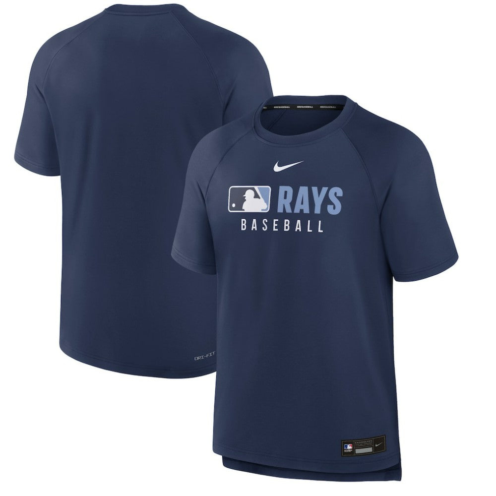 Navy Tampa Bay Rays Nike Authentic Collection Pregame Raglan Dri-FIT T-Shirt