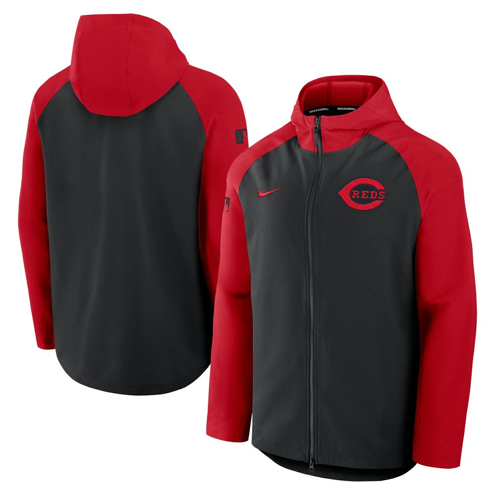 Black/Red Cincinnati Reds Nike Authentic Collection Raglan Performance Full-Zip Jacket