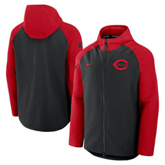 Black/Red Cincinnati Reds Nike Authentic Collection Raglan Performance Full-Zip Jacket