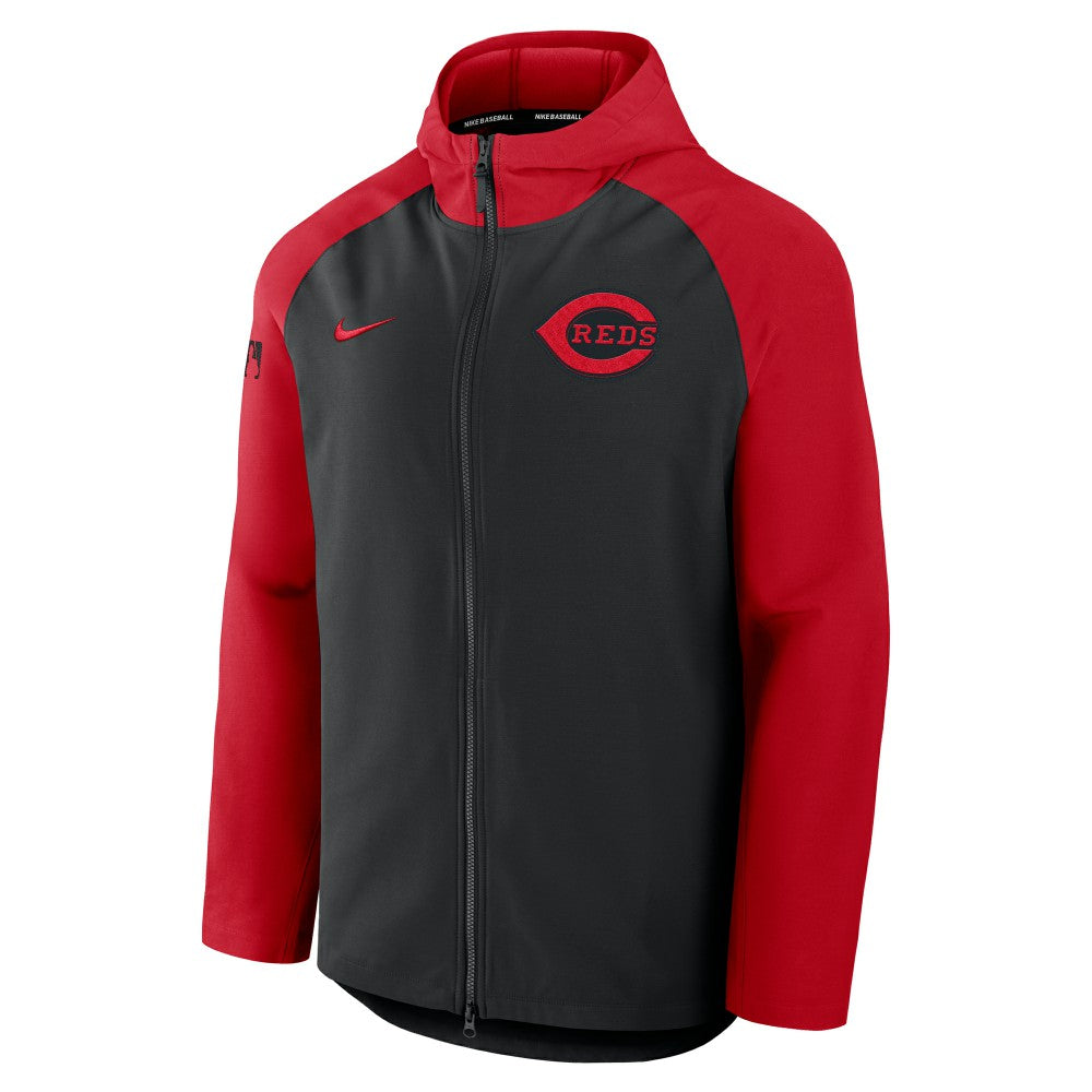 Black/Red Cincinnati Reds Nike Authentic Collection Raglan Performance Full-Zip Jacket