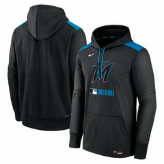 Black Miami Marlins Nike Authentic Collection Performance Pullover Hoodie
