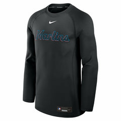 Black Miami Marlins Nike Authentic Collection Game Time Raglan Dri-FIT Long Sleeve T-Shirt