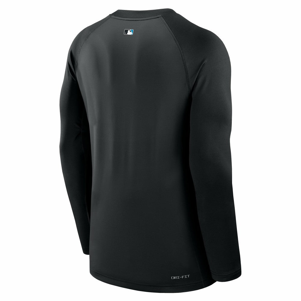 Black Miami Marlins Nike Authentic Collection Game Time Raglan Dri-FIT Long Sleeve T-Shirt