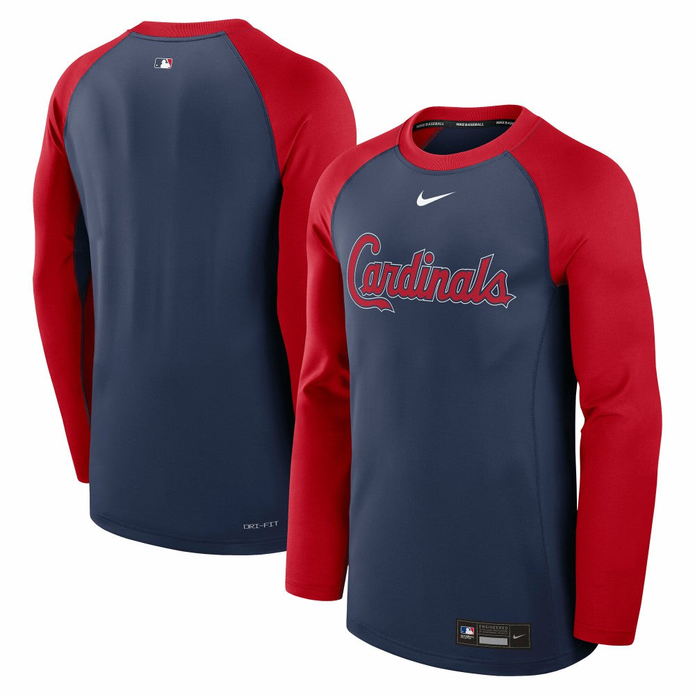 Navy/Red St. Louis Cardinals Nike Authentic Collection Game Time Raglan Dri-FIT Long Sleeve T-Shirt