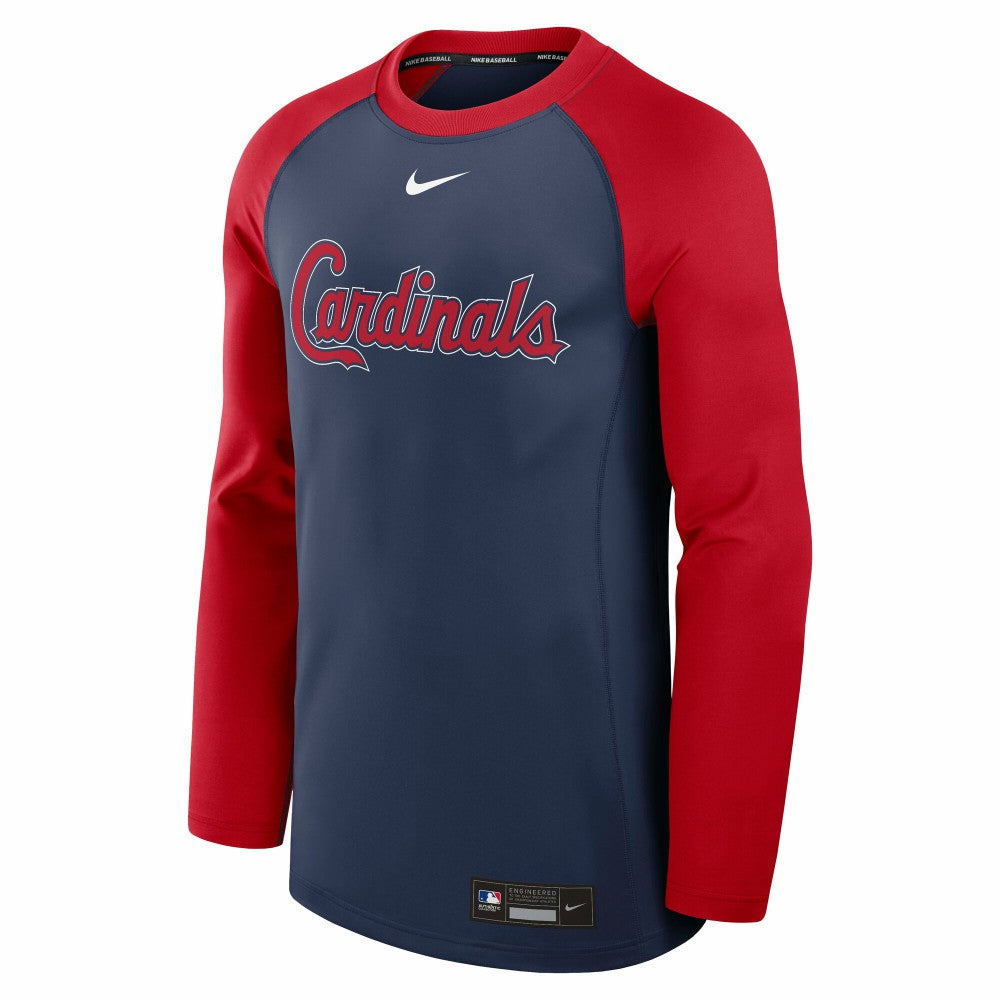 Navy/Red St. Louis Cardinals Nike Authentic Collection Game Time Raglan Dri-FIT Long Sleeve T-Shirt