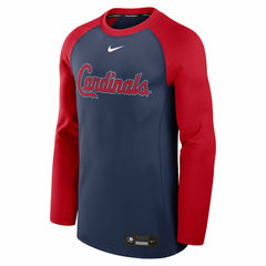 Navy/Red St. Louis Cardinals Nike Authentic Collection Game Time Raglan Dri-FIT Long Sleeve T-Shirt