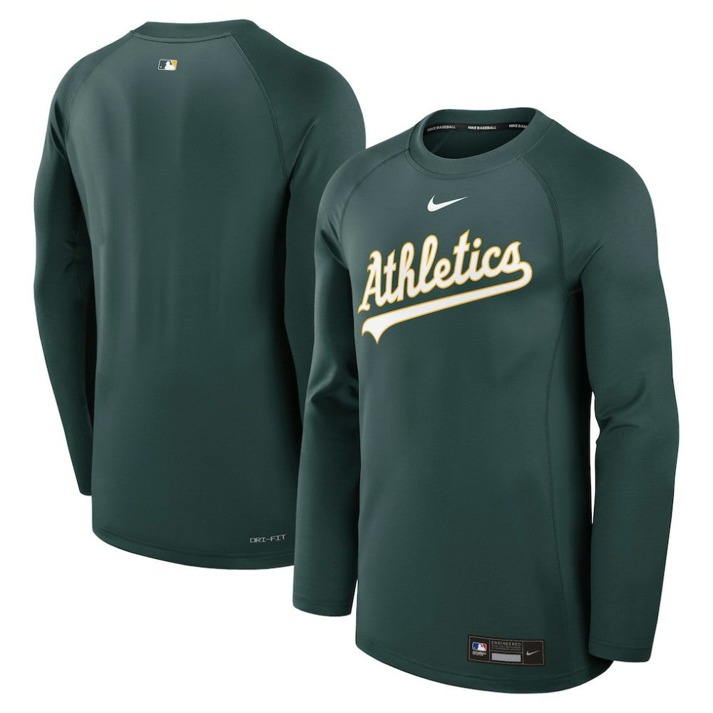 Green Athletics Nike Authentic Collection Game Time Raglan Dri-FIT Long Sleeve T-Shirt