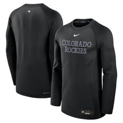 Black Colorado Rockies Nike Authentic Collection Game Time Raglan Dri-FIT Long Sleeve T-Shirt