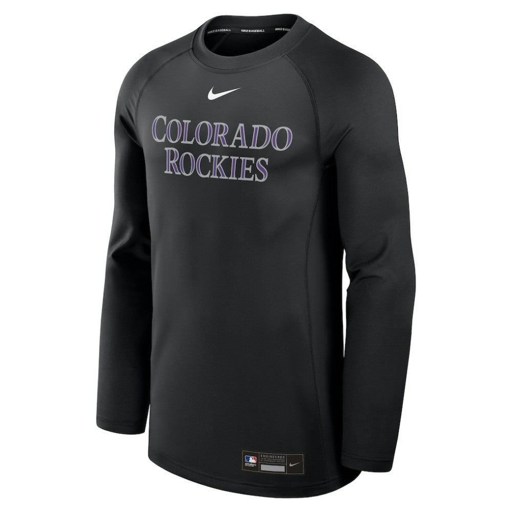 Black Colorado Rockies Nike Authentic Collection Game Time Raglan Dri-FIT Long Sleeve T-Shirt