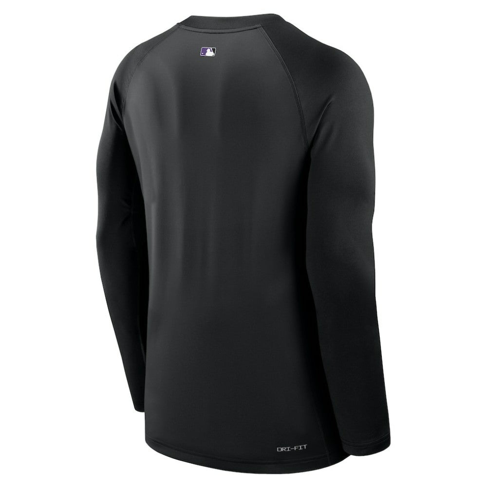 Black Colorado Rockies Nike Authentic Collection Game Time Raglan Dri-FIT Long Sleeve T-Shirt